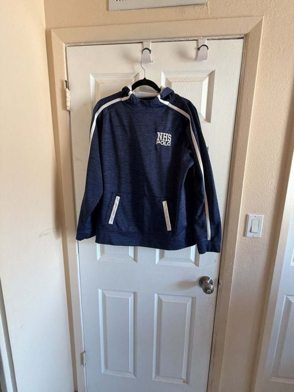 NHS Polo Navy Performance Hoodie with White Side Stripe